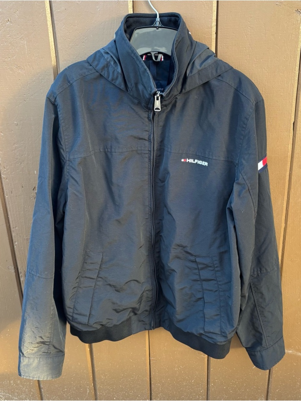 Tommy Hilfiger Men's Black Windbreaker Jacket Size Medium